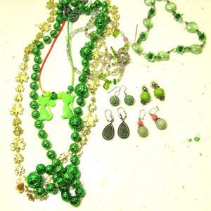 13 Pieces of Saint Patrick's Day 5 earring sets, 5 necklaces, 2 bracelets,1 ring